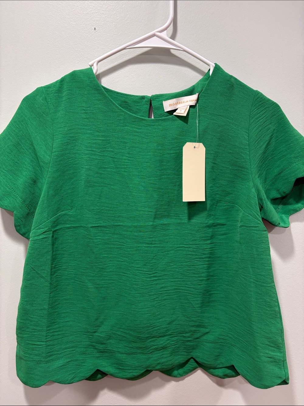 Scallop Hem Short Sleeve Top - Green. Brand new with tag.